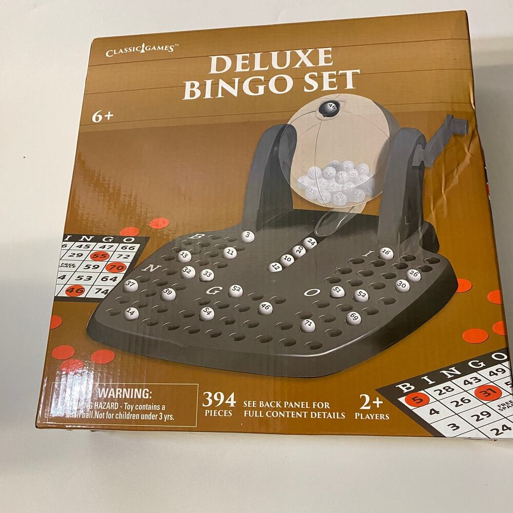 Classic Games Deluxe Bingo Set New 1 Bingo Machine 75 Balls 300 Markers 18 Cards